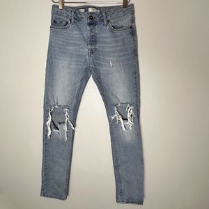 TOPMAN Stretch Skinny Distressed Jeans 30S Ripped✨